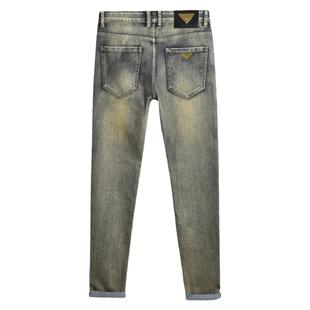 外贸尾货新塘牛仔裤男潮流轻奢潮牌复古弹力修身小脚长裤男秋冬款