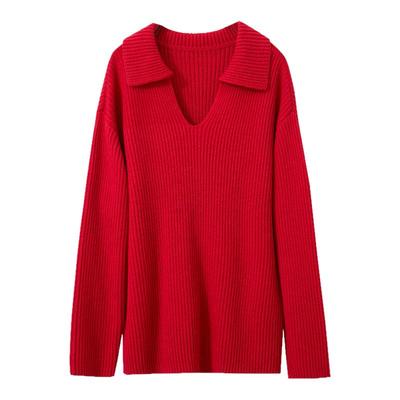 Amii翻领法式宽松毛衣