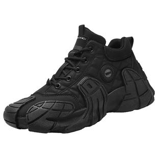 马丁靴男鞋冬季高帮运动户外徒步登山大码作战黑色工装靴加绒棉鞋