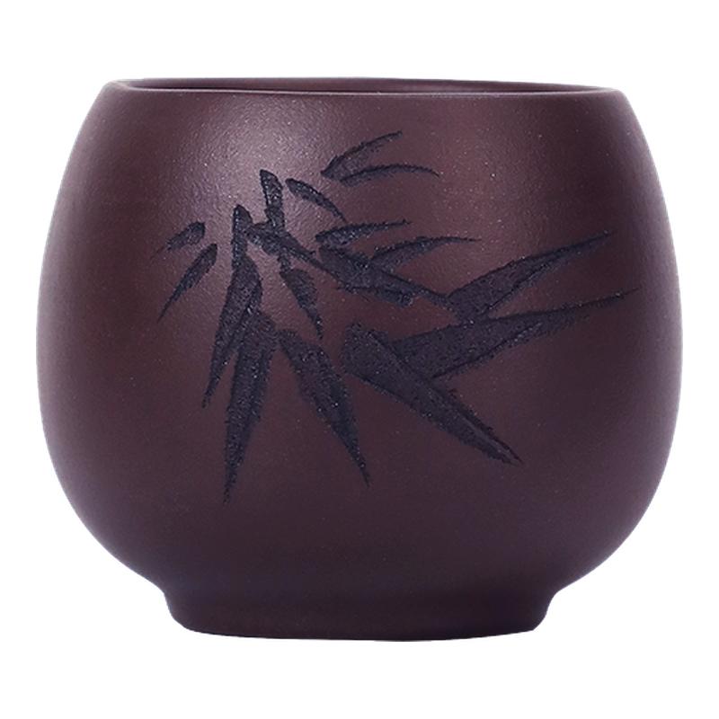 功夫茶盏宜兴紫砂品茗杯刻字茶杯