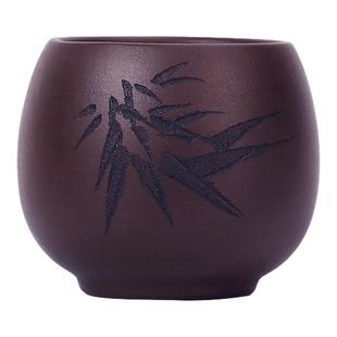 功夫茶盏宜兴紫砂品茗杯纯手工定制刻字个人喝茶专用主人杯茶杯子