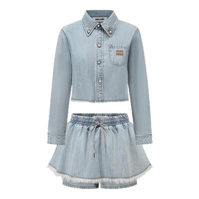 SHROENRO水洗牛仔流苏时尚套装