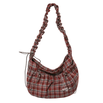 曼普森秋冬毛呢格子饺子斜挎包女