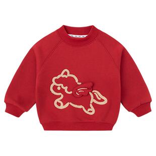 dudujia儿童拜年服冬季女童卫衣新年上衣宝宝周岁礼服国风女年服a