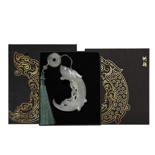 湖颖 龙凤纹书签 岫岩玉石礼物文创古典国风高档精致文创纪念品生日创意古风高颜值礼盒透明吊坠玉质男士送礼