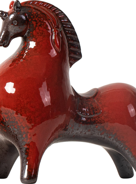 陶瓷唐马摆件红色生肖马吉祥物
