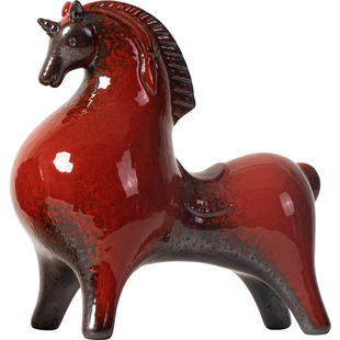 一马当先陶瓷唐马摆件红色生肖马吉祥物招财办公室桌面装饰品摆设