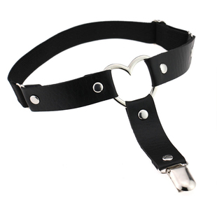 黑色爱心pu皮质朋克酒吧中筒袜腿环圆环脚环女饰品大腿圈jk大腿链