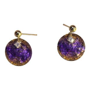 山印集手绘【楚门的世界】紫金小众酷帅男女同款中性耳环耳夹礼物