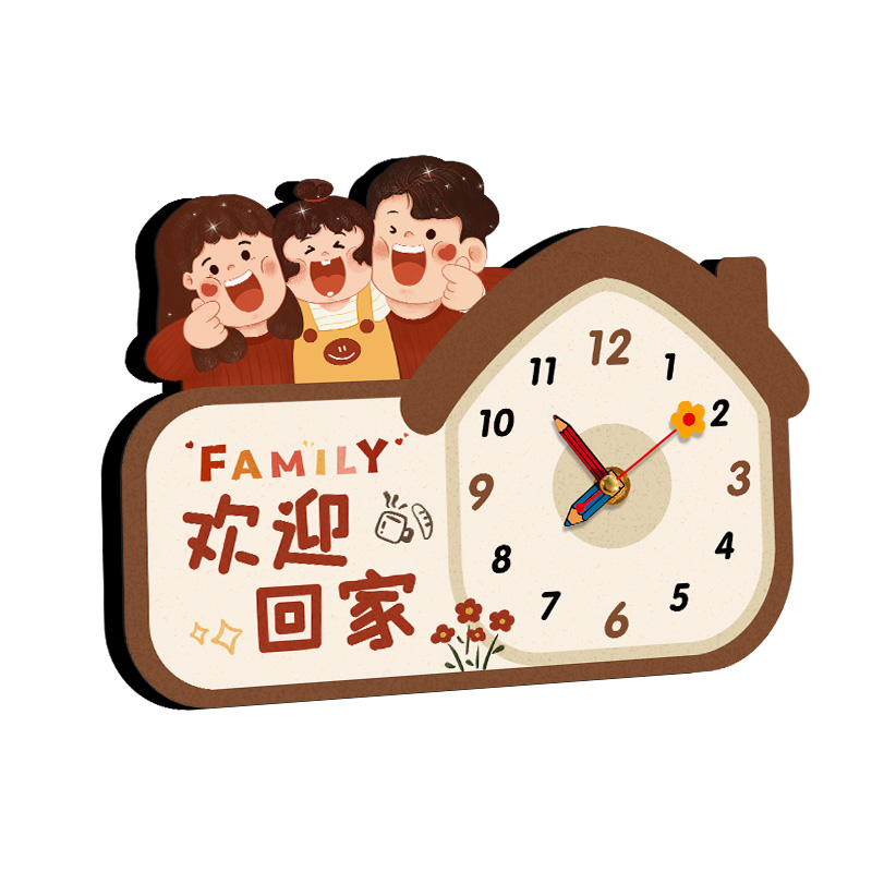 欢迎回家玄关入户装饰摆件客厅电视柜桌面创意饰品时钟摆放仪式感