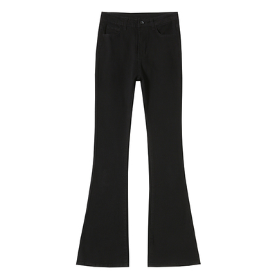 黑色加绒加厚微喇叭弹力牛仔裤女