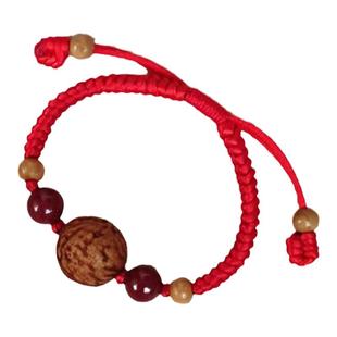 桃核手链桃木红绳手链女本命年男黑野生桃子核婴儿童宝宝朱砂手串