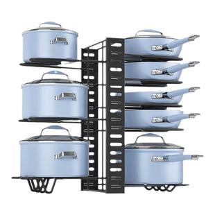 扩展伸缩折叠锅架砧板锅盖烤盘多层储物收纳架Pot Organizer Rack
