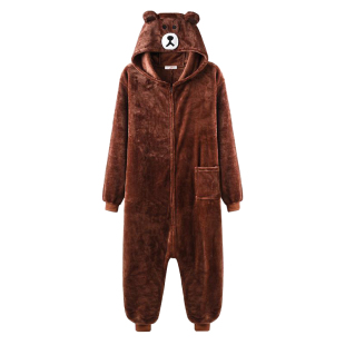 秋冬恐龙动物连体睡衣男女法兰绒加厚可爱熊卡通动漫珊瑚绒家居服