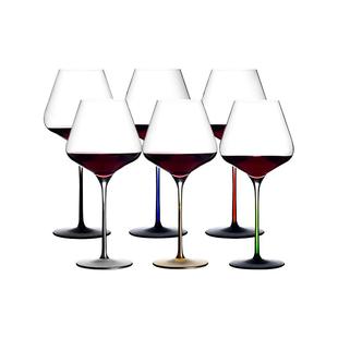 德国LESTEL渐变色水晶玻璃红酒杯红领结红黑杆波尔多杯彩杆勃艮第