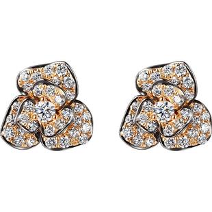 EMPHASIS艾斐诗「颂」系列18K玫瑰金钻石玫瑰花耳钉88435E