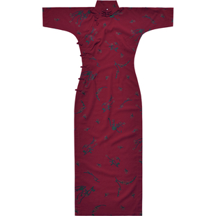 茉茉旗袍 民国复古文艺日常通勤 纯色羊毛呢旗袍半身裙 砚影