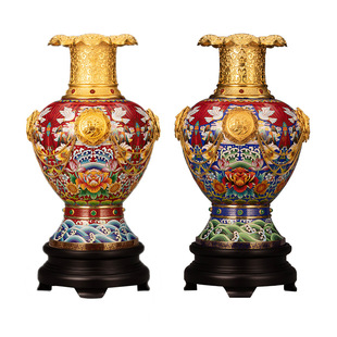 张同禄赵春明景泰蓝花瓶15寸《盛世荣光》纯手工铜胎掐丝珐琅摆件