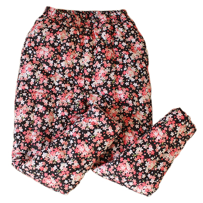 小碎花手工高腰冬季居家保暖棉裤