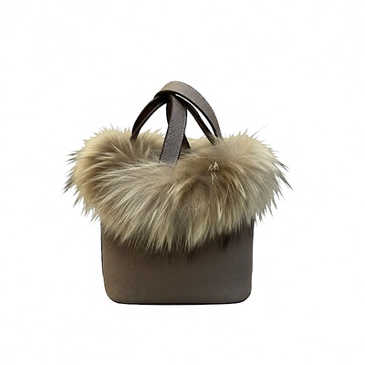 真皮草貉子毛水桶单肩斜挎包