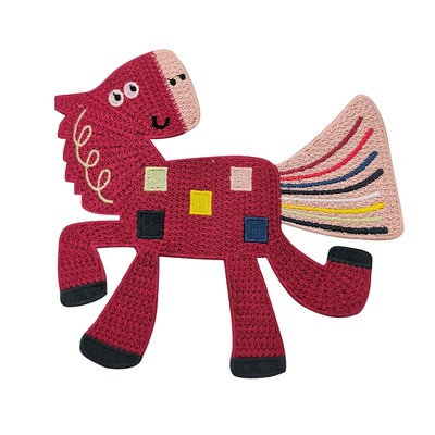 可爱马刺绣动物补丁贴包衣服装饰