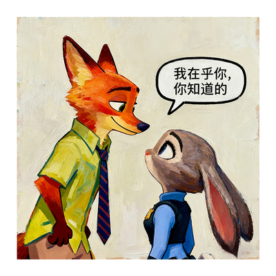 疯狂动物城2朱迪尼克数字油画diy