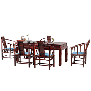 红木茶桌 印尼黑酸枝茶台 阔叶黄檀功夫茶艺桌 中式实木茶桌组合