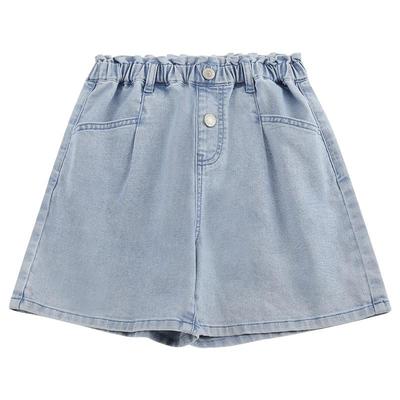 elandkids女童金属纽扣牛仔短裤