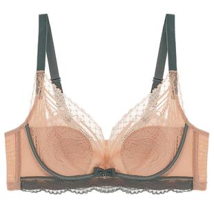 依曼丽蕾丝薄款内衣女大胸显小聚拢收副乳防下垂钢圈文胸专柜同款