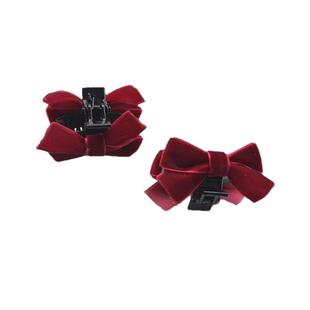 2025新款黑色丝绒蝴蝶结发抓夹秋冬可爱刘海发夹女发卡抓夹头顶蓬