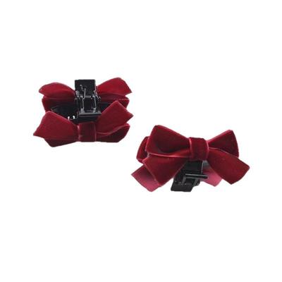 2025新款黑色丝绒蝴蝶结发抓夹秋冬可爱刘海发夹女发卡抓夹头顶蓬