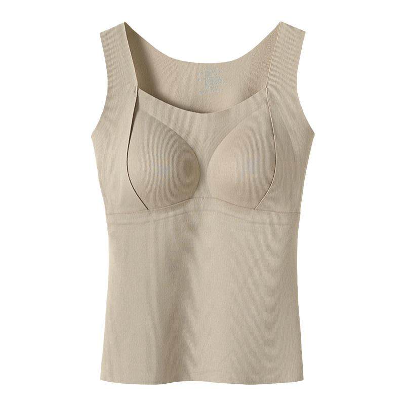 磨毛保暖背心女2025冬新款带胸垫一体无痕吊带打底内衣加绒加厚