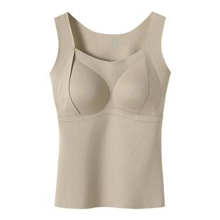 磨毛保暖背心女2025冬新款带胸垫一体无痕吊带打底内衣加绒加厚