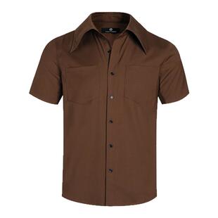 PUBLIC RADIO | 90S加州地勤关刀领双口袋复古衬衫短袖重磅修身款