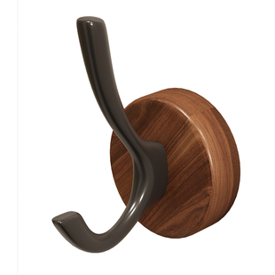 胡桃木挂衣钩免打孔玄关门后挂钩上墙粘钩单个卧室创意挂衣服帽勾