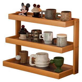 桌面博古架小型置物架新中式茶杯架子茶室桌上茶具茶叶展示收纳架