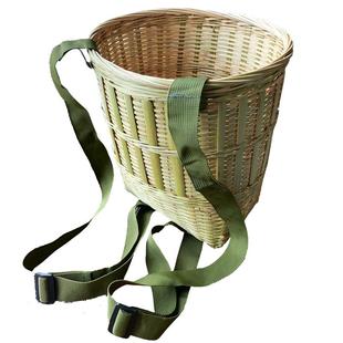 竹编背篓加厚加固头层竹皮竹筐背带可调节椭圆背筐采摘竹篮竹制品