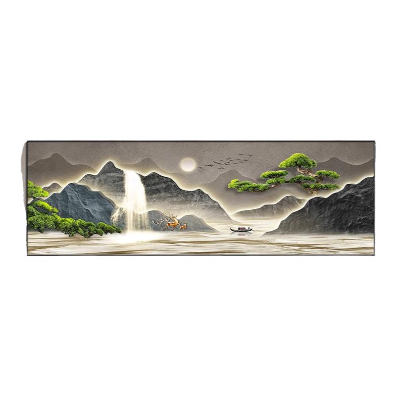 背有靠山客厅装饰画现代沙发背景墙新中式山水挂画茶室办公室壁画