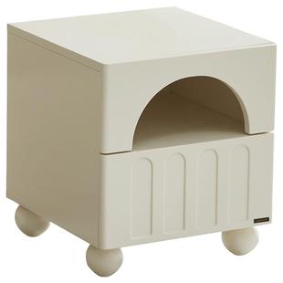 全友家居法式奶油风床头柜卧室家用实木脚床边收纳储物柜KD