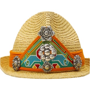 杨丽萍同款雀云裳民族风国风出游绣花优雅草编遮阳帽圆顶礼帽女