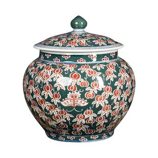 景德镇陶瓷器高端粉彩仿古将军罐密封茶饼茶叶罐带盖储物罐送礼盒