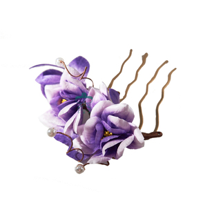 非遗绒花原创新中式发梳发钗玫瑰花中国古典汉服簪子旗袍发饰头饰