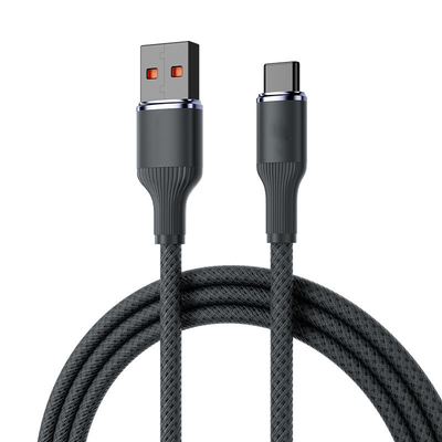 120W黑色钨金线USB to type-c数据线加粗编织快充稳传耐弯折车载居家随身用快充充电线安卓苹果手机适用