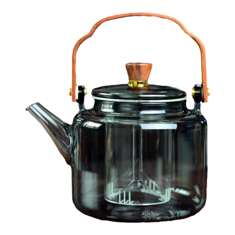 围炉煮茶壶透黑提梁壶玻璃烧水泡茶壶