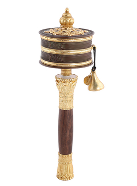 手摇铜转轮家用手持转金筒底座