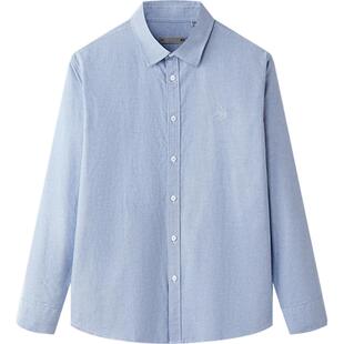 HLA/海澜之家马年贺岁纯棉牛津纺长袖休闲衬衫26春夏新刺绣衬衣男