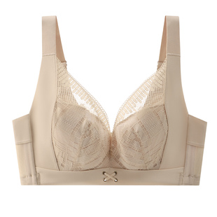 调整型大胸显小内衣聚拢收副乳防下垂全罩杯薄款胸罩大红色文胸