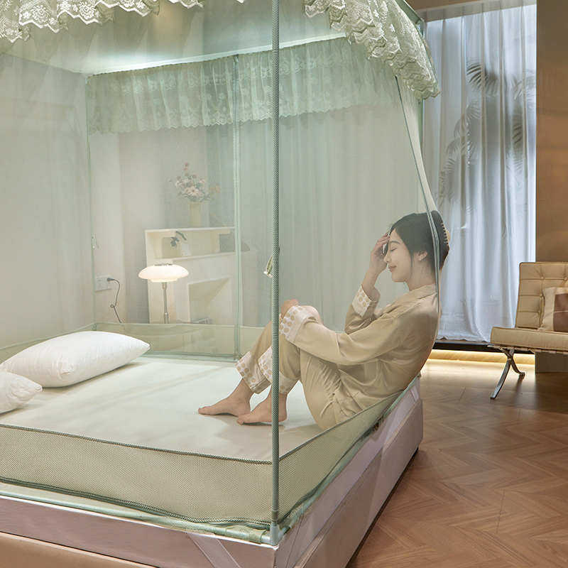 2024新款蚊帐家用1.35x1.9儿童防摔1.5x1.9m2米x2米坐床笠式回底