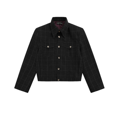 美式复古冬季修身嬉皮士短款夹克