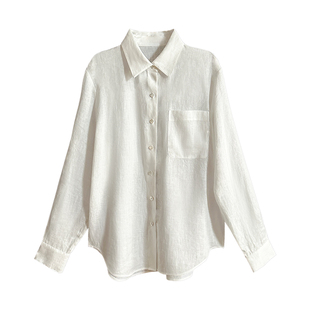 Middletone | 简麻衬衫 老钱风利落感1oo%亚麻长袖衬衫上衣女夏